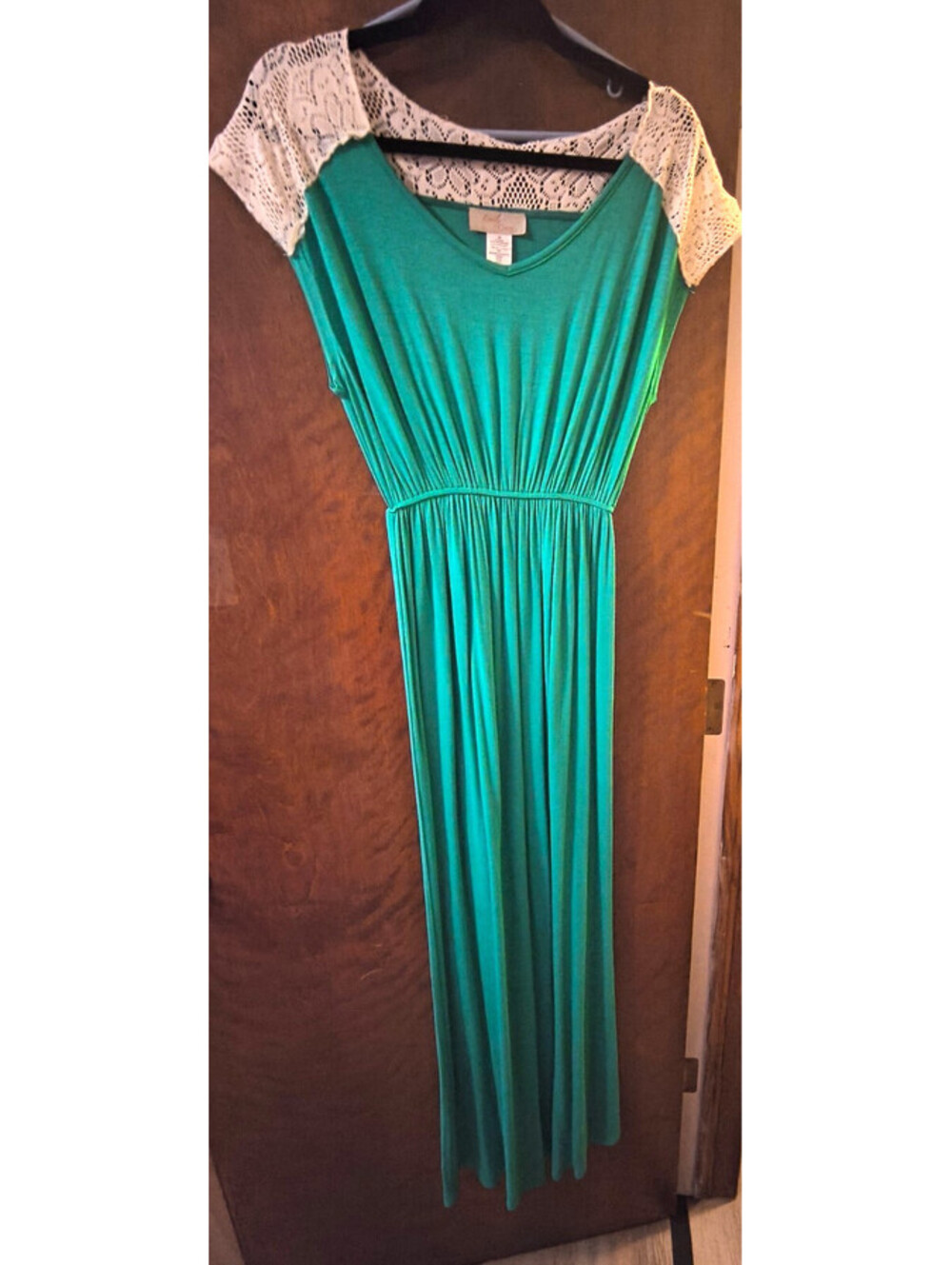 Everly Grey Dress Womens XS Green and Lace Maxi Dress